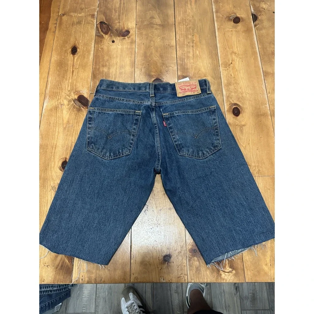 Levi's 505 Men's Dark Wash Denim Cut Off Shorts W 30 Raw Hem Regular Fit